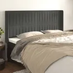 Tăblie de pat cu aripioare gri închis 163x16x118/128 cm catifea GartenMobel Dekor