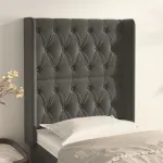 Tăblie de pat cu aripioare gri închis 83x16x118/128 cm catifea GartenMobel Dekor