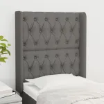Tăblie de pat cu aripioare gri închis 83x16x118/128 cm textil GartenMobel Dekor