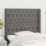 Tăblie de pat cu aripioare gri închis 93x16x118/128 cm textil GartenMobel Dekor