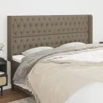 Tăblie de pat cu aripioare gri taupe 183x16x118/128 cm textil GartenMobel Dekor