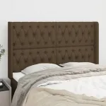Tăblie de pat cu aripioare maro închis 163x16x118/128 cm textil  GartenMobel Dekor
