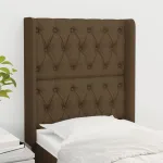 Tăblie de pat cu aripioare maro închis 83x16x118/128 cm textil GartenMobel Dekor
