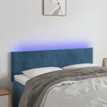 Tăblie de pat cu LED, albastru închis, 144x5x78/88 cm, catifea GartenMobel Dekor