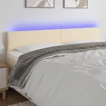 Tăblie de pat cu LED, crem, 200x5x78/88 cm, textil GartenMobel Dekor