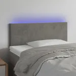Tăblie de pat cu LED, gri deschis, 100x5x78/88 cm, catifea GartenMobel Dekor