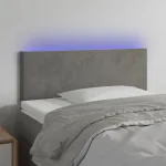 Tăblie de pat cu LED, gri deschis, 90x5x78/88 cm, catifea GartenMobel Dekor