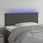 Tăblie de pat cu LED, gri închis, 100x5x78/88 cm, catifea GartenMobel Dekor
