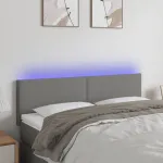 Tăblie de pat cu LED, gri închis, 144x5x78/88 cm, textil GartenMobel Dekor