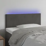 Tăblie de pat cu LED, gri închis, 80x5x78/88 cm, catifea GartenMobel Dekor