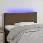 Tăblie de pat cu LED, maro închis, 100x5x78/88 cm, textil GartenMobel Dekor