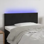 Tăblie de pat cu LED, negru, 100x5x78/88 cm, catifea GartenMobel Dekor