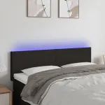 Tăblie de pat cu LED, negru, 144x5x78/88 cm, textil GartenMobel Dekor