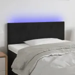 Tăblie de pat cu LED, negru, 80x5x78/88 cm, catifea GartenMobel Dekor