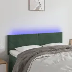 Tăblie de pat cu LED, verde închis, 144x5x78/88 cm, catifea GartenMobel Dekor