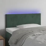 Tăblie de pat cu LED, verde închis, 90x5x78/88 cm, catifea GartenMobel Dekor