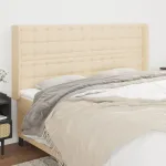 Tăblie de pat cu aripioare, crem, 203x16x118/128 cm, textil GartenMobel Dekor