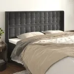 Tăblie de pat cu aripioare gri închis 203x16x118/128 cm catifea GartenMobel Dekor