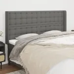 Tăblie de pat cu aripioare gri închis 203x16x118/128 cm textil GartenMobel Dekor