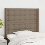 Tăblie de pat cu aripioare gri taupe 103x16x118/128 cm textil GartenMobel Dekor