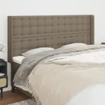 Tăblie de pat cu aripioare gri taupe 183x16x118/128 cm textil GartenMobel Dekor