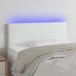 Tăblie de pat cu LED, alb, 90x5x78/88 cm, piele ecologică  GartenMobel Dekor