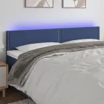 Tăblie de pat cu LED, albastru, 180x5x78/88 cm, textil GartenMobel Dekor