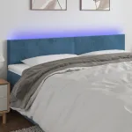 Tăblie de pat cu LED, albastru închis, 180x5x78/88 cm, catifea GartenMobel Dekor