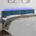 Tăblie de pat cu LED, albastru închis, 200x5x78/88 cm, catifea GartenMobel Dekor