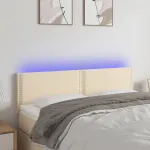 Tăblie de pat cu LED, crem, 144x5x78/88 cm, textil GartenMobel Dekor
