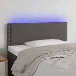 Tăblie de pat cu LED, gri, 100x5x78/88 cm, piele ecologică GartenMobel Dekor