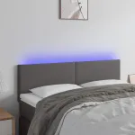 Tăblie de pat cu LED, gri, 144x5x78/88 cm, piele ecologică GartenMobel Dekor