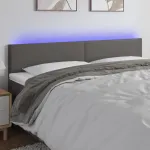 Tăblie de pat cu LED, gri, 200x5x78/88 cm, piele ecologică GartenMobel Dekor