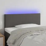Tăblie de pat cu LED, gri, 90x5x78/88 cm, piele ecologică GartenMobel Dekor
