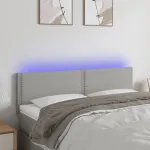Tăblie de pat cu LED, gri deschis, 144x5x78/88 cm, textil GartenMobel Dekor