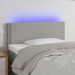 Tăblie de pat cu LED, gri deschis, 90x5x78/88 cm, textil GartenMobel Dekor