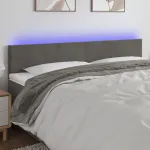Tăblie de pat cu LED, gri închis, 180x5x78/88 cm, catifea GartenMobel Dekor