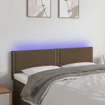 Tăblie de pat cu LED, maro închis, 144x5x78/88 cm, textil GartenMobel Dekor