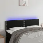 Tăblie de pat cu LED, negru, 144x5x78/88 cm, piele ecologică GartenMobel Dekor