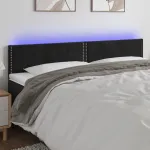 Tăblie de pat cu LED, negru, 160x5x78/88 cm, catifea GartenMobel Dekor