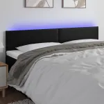 Tăblie de pat cu LED, negru, 200x5x78/88 cm, piele ecologică GartenMobel Dekor
