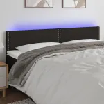Tăblie de pat cu LED, negru, 200x5x78/88 cm, textil GartenMobel Dekor
