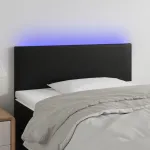 Tăblie de pat cu LED, negru, 90x5x78/88 cm, piele ecologică GartenMobel Dekor