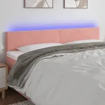 Tăblie de pat cu LED, roz, 160x5x78/88 cm, catifea GartenMobel Dekor