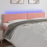 Tăblie de pat cu LED, roz, 180x5x78/88 cm, catifea GartenMobel Dekor