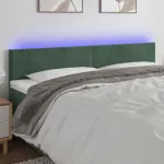 Tăblie de pat cu LED, verde închis, 160x5x78/88 cm, catifea GartenMobel Dekor
