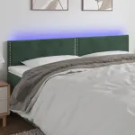 Tăblie de pat cu LED, verde închis, 180x5x78/88 cm, catifea GartenMobel Dekor