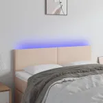 Tăblie de pat cu LED cappuccino 144x5x78/88 cm piele ecologică GartenMobel Dekor