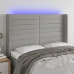 Tăblie de pat cu LED, gri deschis, 147x16x118/128 cm, textil GartenMobel Dekor