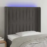Tăblie de pat cu LED, gri închis, 93x16x118/128 cm, catifea GartenMobel Dekor